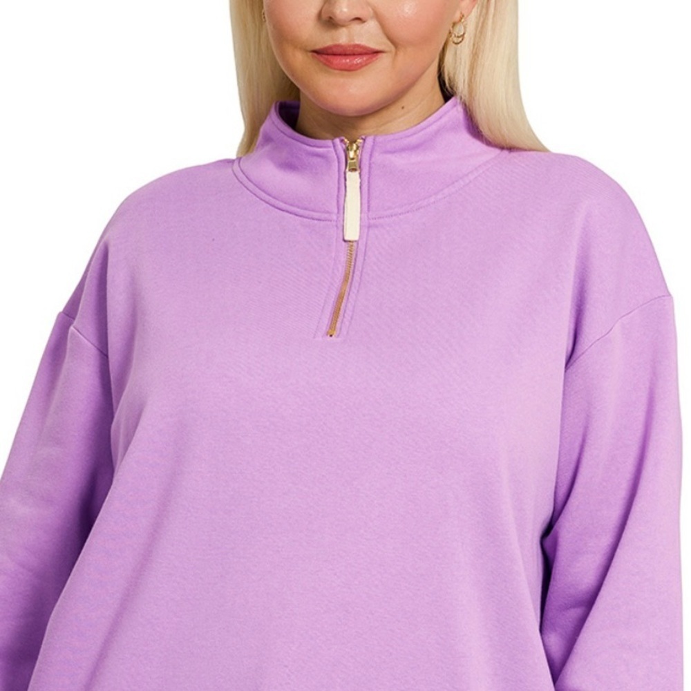 NEW!Plus Size Lavender Quarter-Zip Sweatshirt Sizes 1X 2X 3X - Picture 3 of 5
